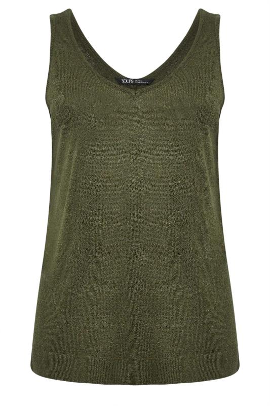 YOURS Plus Size Green Knitted Vest Top | Yours Clothing 5