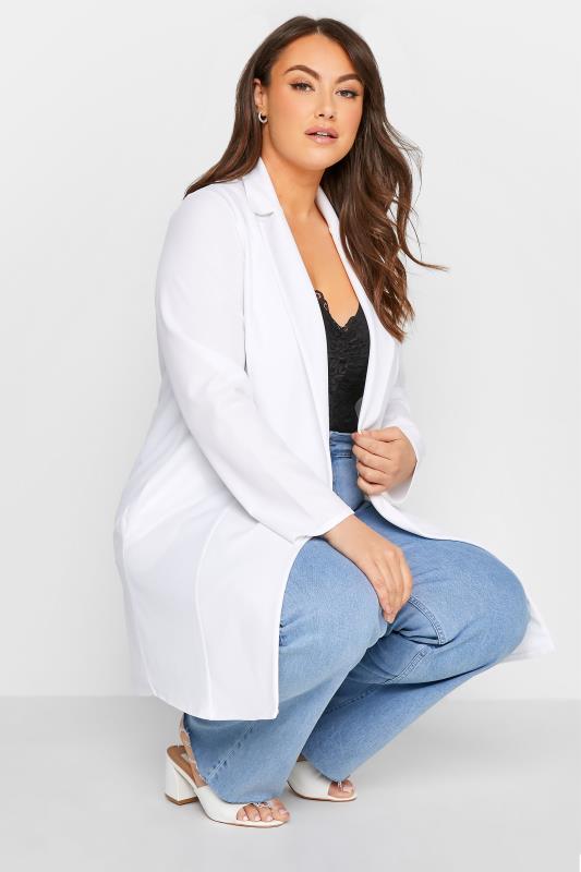 LIMITED COLLECTION Plus Size White Scuba Blazer | Yours Clothing 3