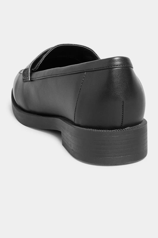 Black Faux Leather Tassel Loafers In Extra Wide EEE Fit 4