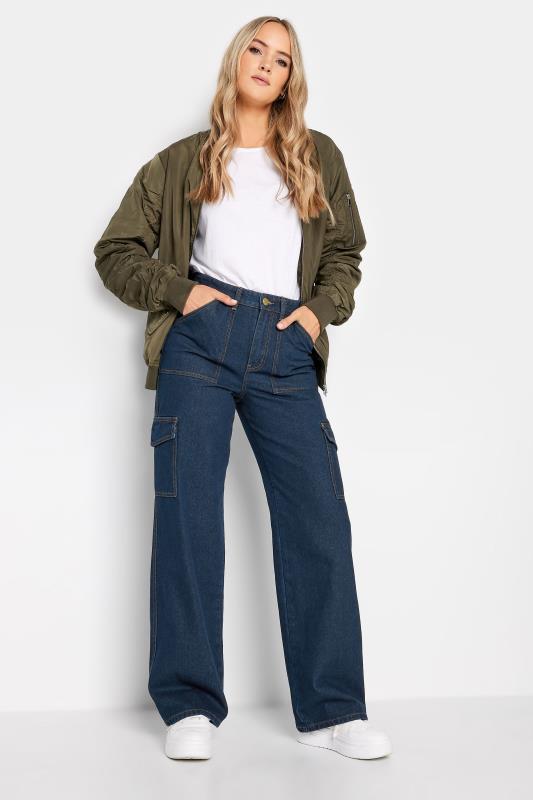 LTS Tall Womens Dark Blue Wide Leg Cargo Jeans | Long Tall Sally  3