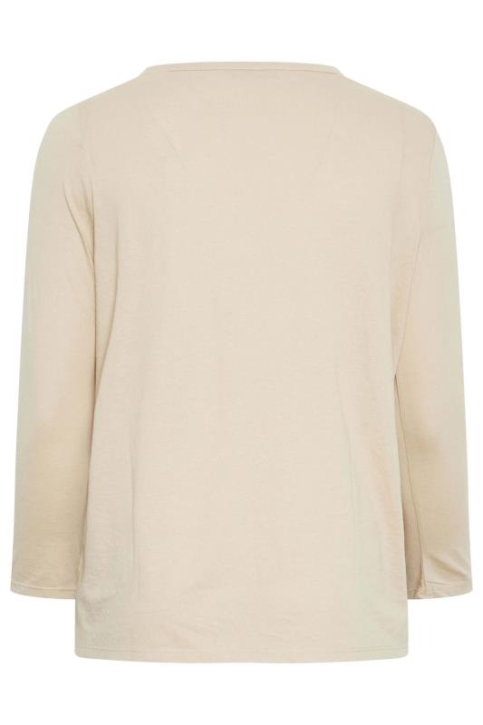 YOURS Curve Plus Size Beige Brown Long Sleeve Basic Top | Yours Clothing 7