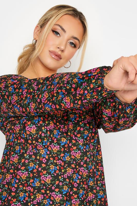 LIMITED COLLECTION Plus Size Black Floral Bust Detail Top | Yours Clothing 4