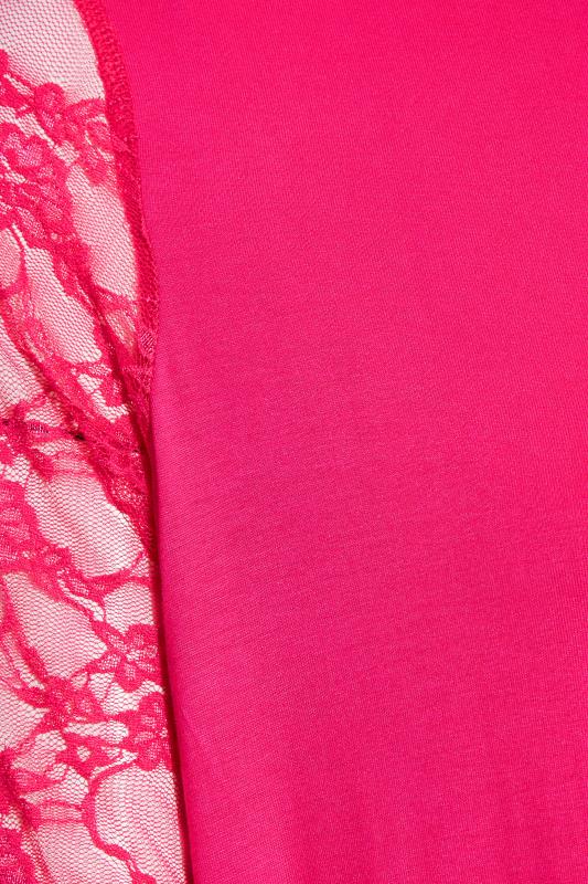 LIMITED COLLECTION Curve Hot Pink Lace Sleeve T-Shirt_Z.jpg