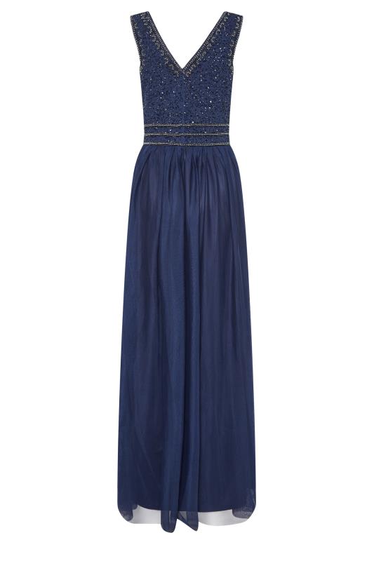LTS Tall Women's Navy Blue Sequin Hand Embellished Maxi Dress | Long Tall Sally 7