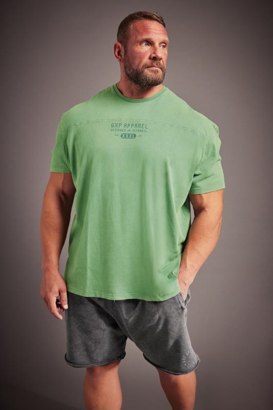  Tallas Grandes GNP Big & Tall Light Green Logo Oversized T-Shirt