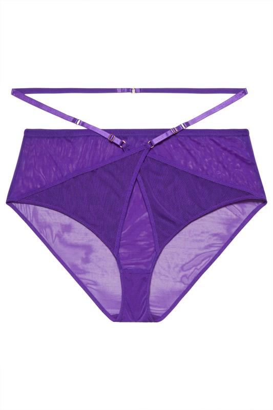 PLAYFUL PROMISES Eddie Purple Crossover High Waisted Briefs | Yours Clothing 4