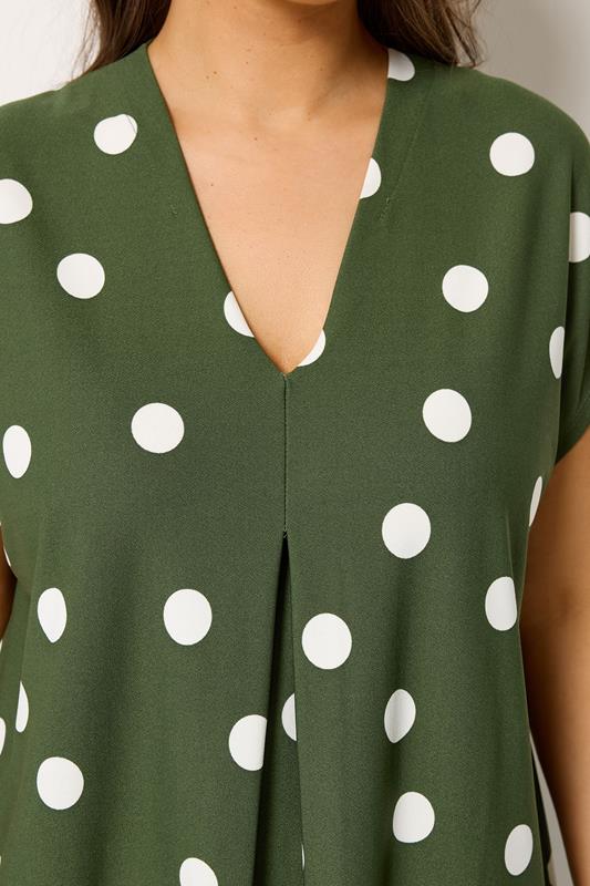 YOURS Plus Size Khaki Green Polka Dot Grown On T-Shirt | Yours Clothing 4