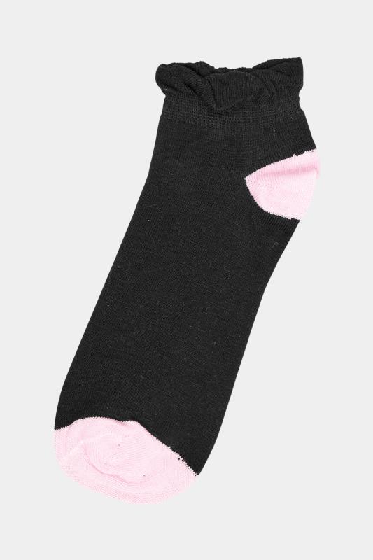 YOURS 4 PACK Plus Size Black Contrast Heel Ankle Socks | Yours Clothing  5