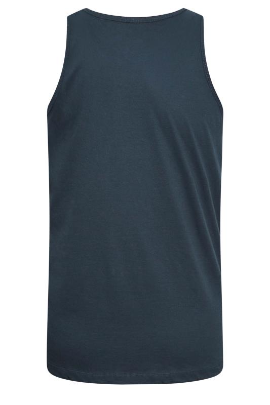 BLEND Big & Tall Navy Blue Logo Print Vest | BadRhino 4