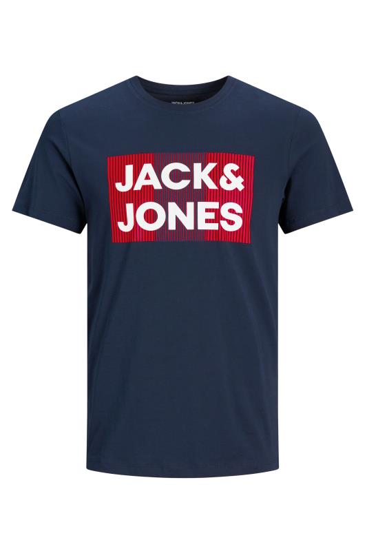 JACK & JONES Navy Blue Logo T-Shirt_F.jpg
