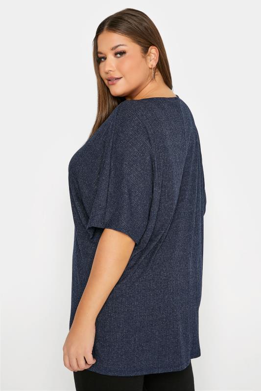 Curve Navy Blue Marl Ribbed Swing Top 3