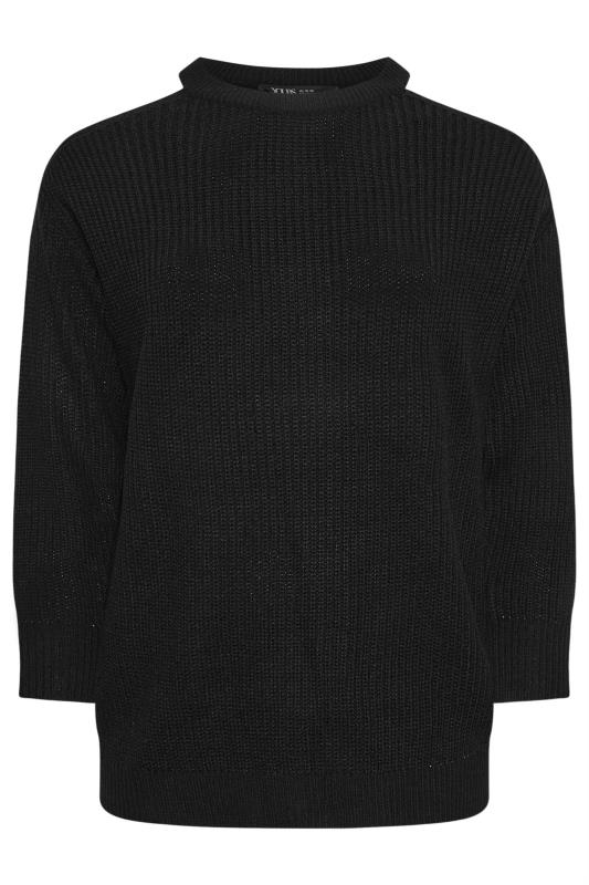 YOURS Plus Size Black Cold Shoulder Knitted Jumper | Yours Clothing 5
