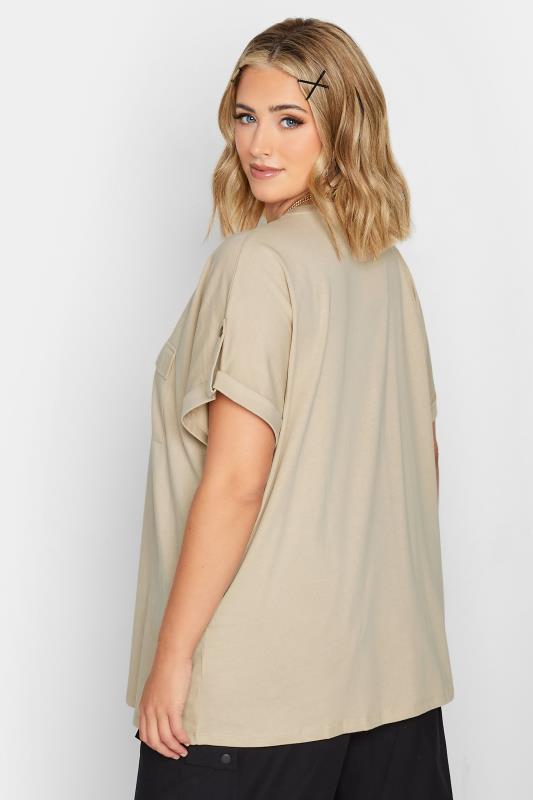 LIMITED COLLECTION Curve Plus Size Natural Brown Pocket T-Shirt | Yours Clothing  5