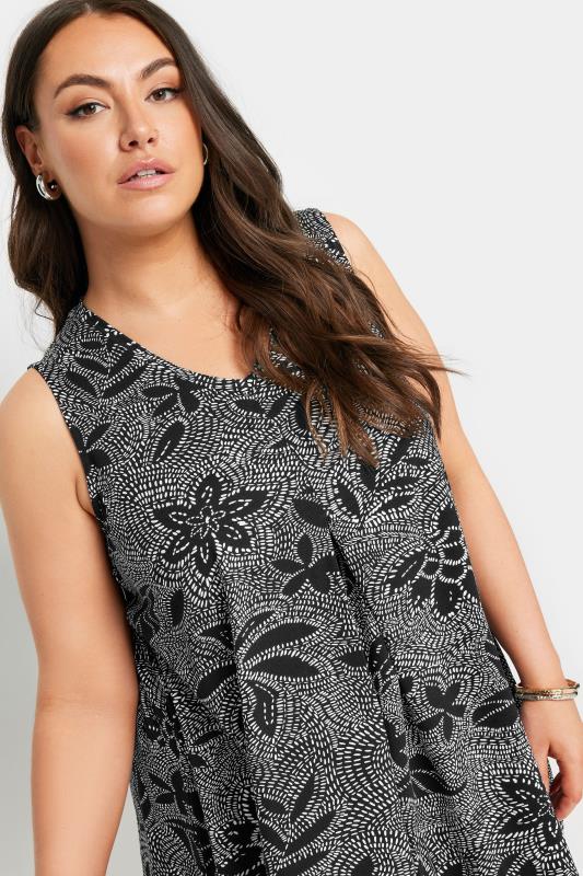  Grande Taille YOURS Curve Black Abstract Floral Print Swing Vest Top