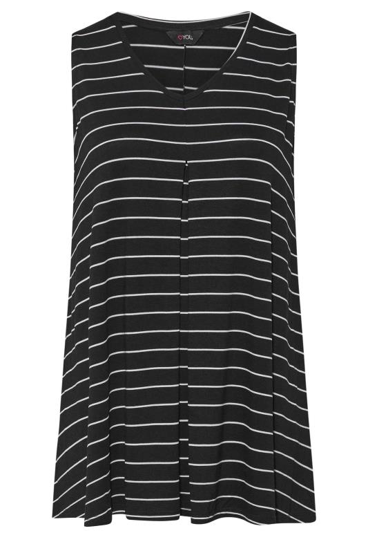 Curve Black Stripe Sleeveless Pleat Detail Vest Top 6