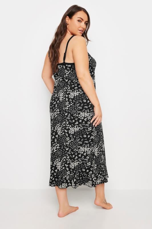 YOURS Plus Size Black Paisley Print Midaxi Chemise Nightdress | Yours Clothing  3