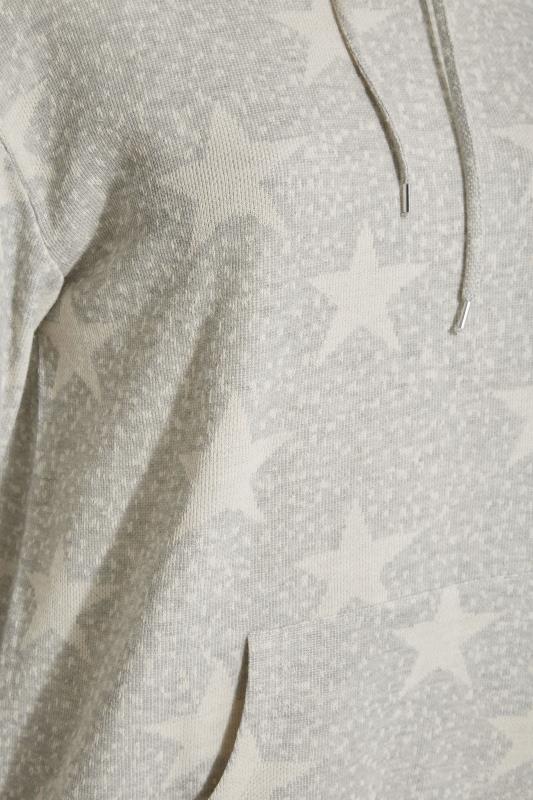 Curve Grey Star Print Knitted Hoodie_S.jpg