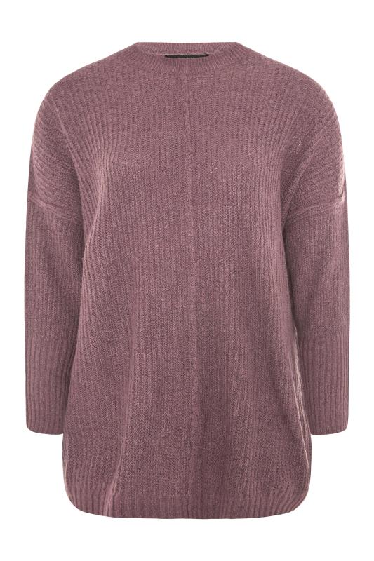Plus Size Curve Purple Oversized Knitted Jumper | Yours Clothing 6
