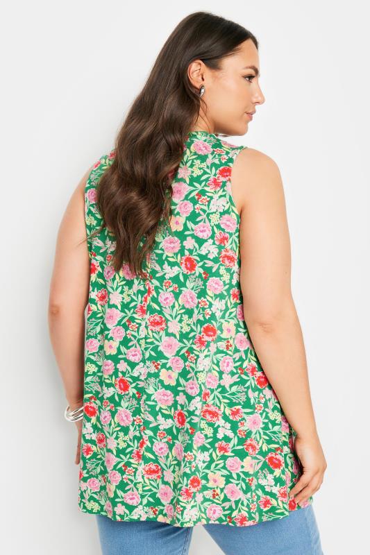 YOURS Plus Size Green Floral Print Swing Vest Top | Yours Clothing 3