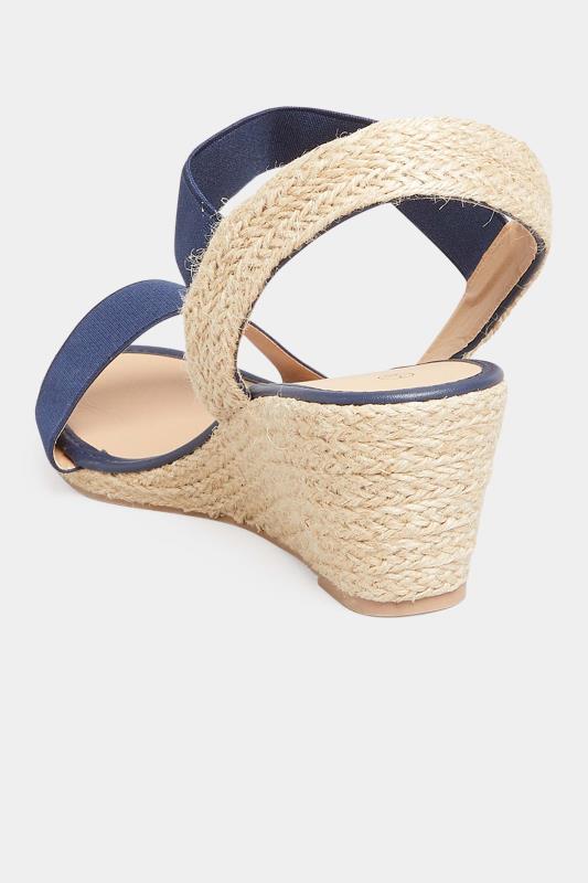 Navy Blue Espadrille Wedge Sandals In Extra Wide EEE Fit 4