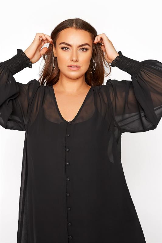 Plus Size YOURS LONDON Black Balloon Sleeve Shirt | Yours Clothing 4