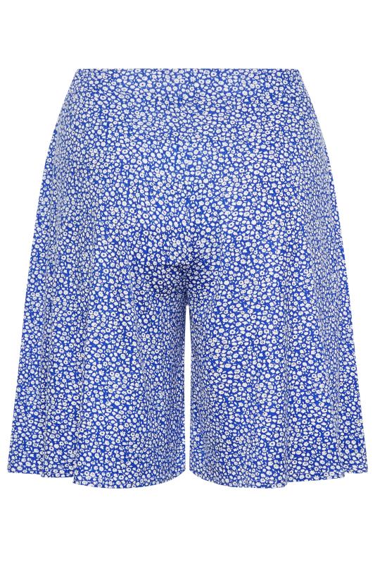 YOURS Plus Size Blue Ditsy Print Jersey Shorts | Yours Clothing 6