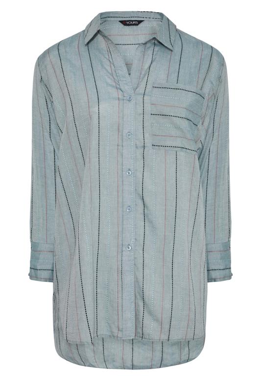 Plus Size Grey Stripe Pocket Oversized Shirt | Yours Clothing 7