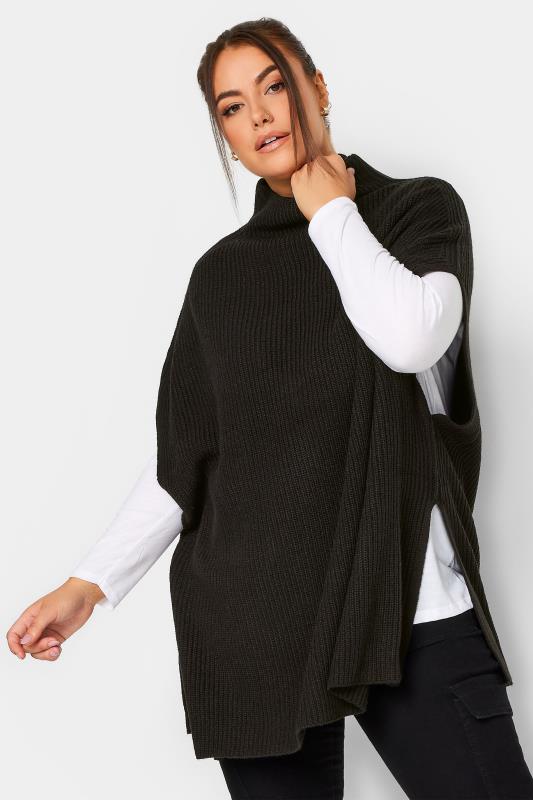YOURS Plus Size Black High Neck Knitted Vest Top | Yours Clothing 2