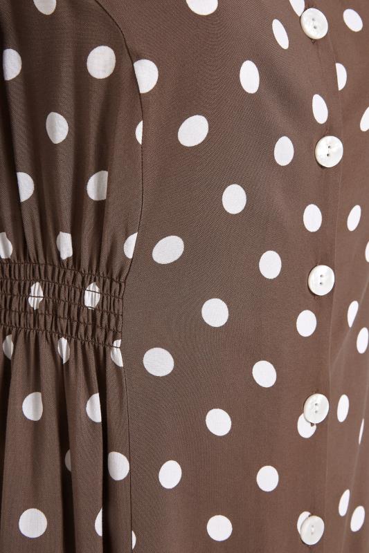 YOURS LONDON Curve Brown Polka Dot Button Through Midaxi Dress_S.jpg