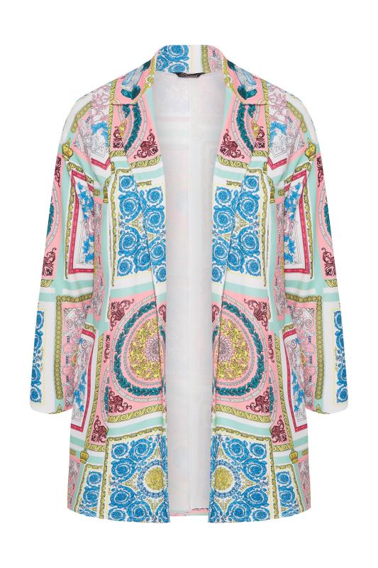 LIMITED COLLECTION Plus Size Mint Green Scarf Print Blazer | Yours Clothing  7