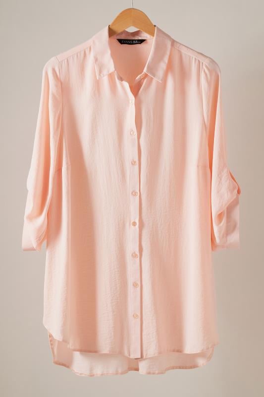 EVANS Plus Size Light Pink Tab Sleeve Shirt | Evans 5