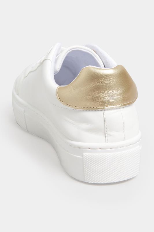 LIMITED COLLECTION White & Gold Stripe Trainers In Wide EEE Fit | Yours Clothing 4
