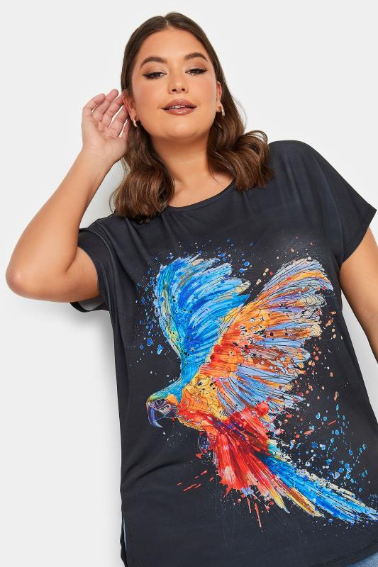 YOURS Curve Plus Size Black Bird Print T-Shirt | Yours Clothing  4