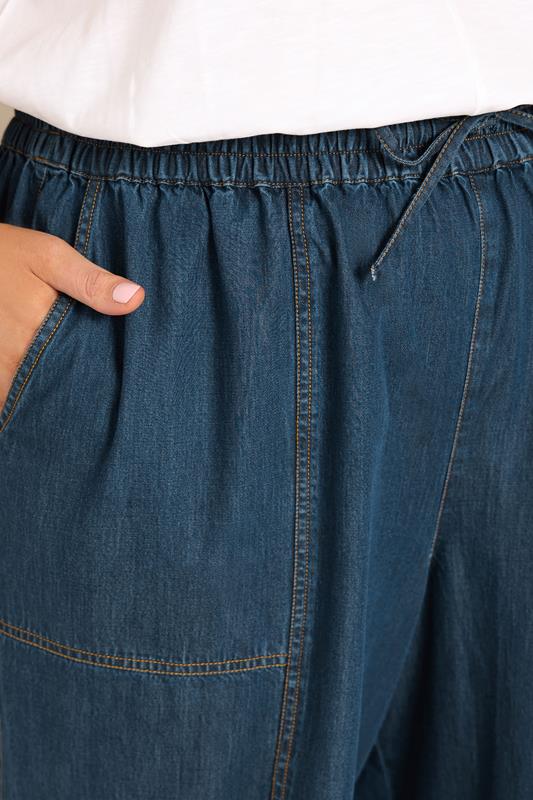 EVANS Plus Size Indigo Cotton Denim Crop Trouser | Evans 4