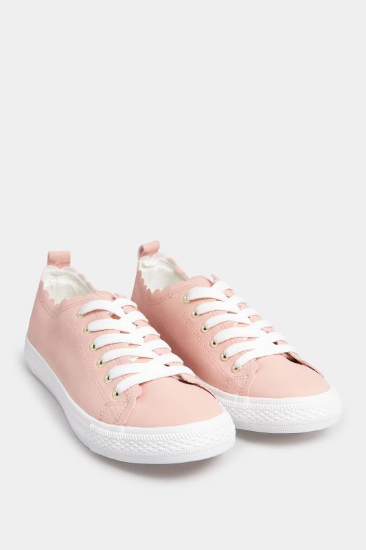 Pink Scalloped Edge Trainers In Wide E Fit | Yours Clothing 2