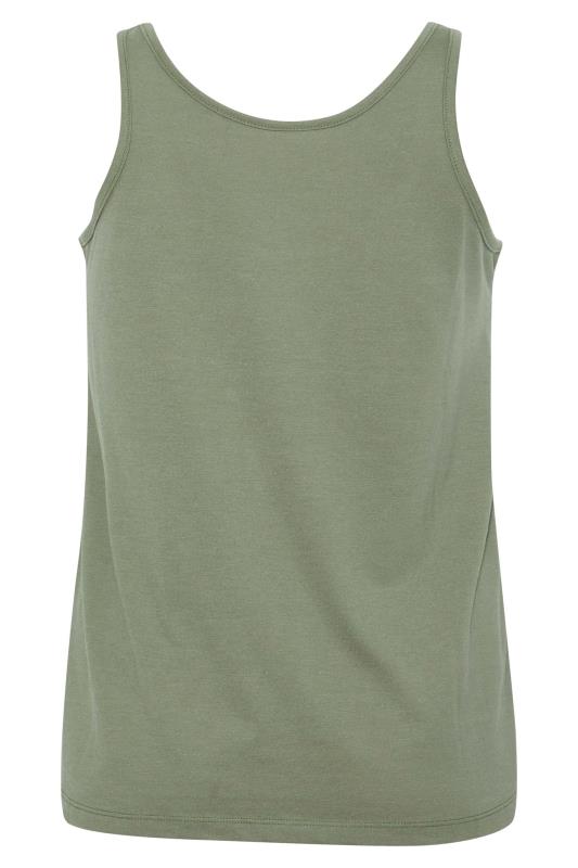 Petite Khaki Green Dipped Hem Vest Top 6