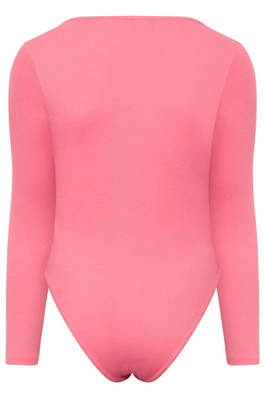 Curve Pink Long Sleeve Ribbed Bodysuit 7