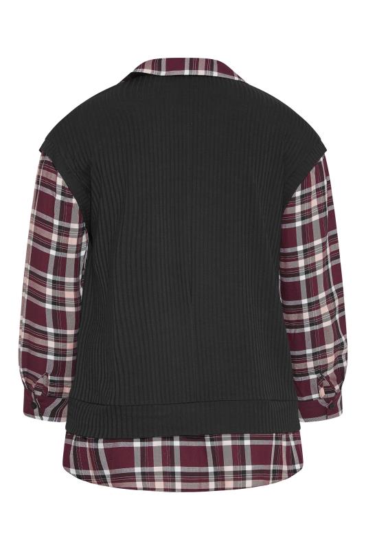 YOURS LONDON Curve Black 2 In 1 Knitted Jumper Shirt 7