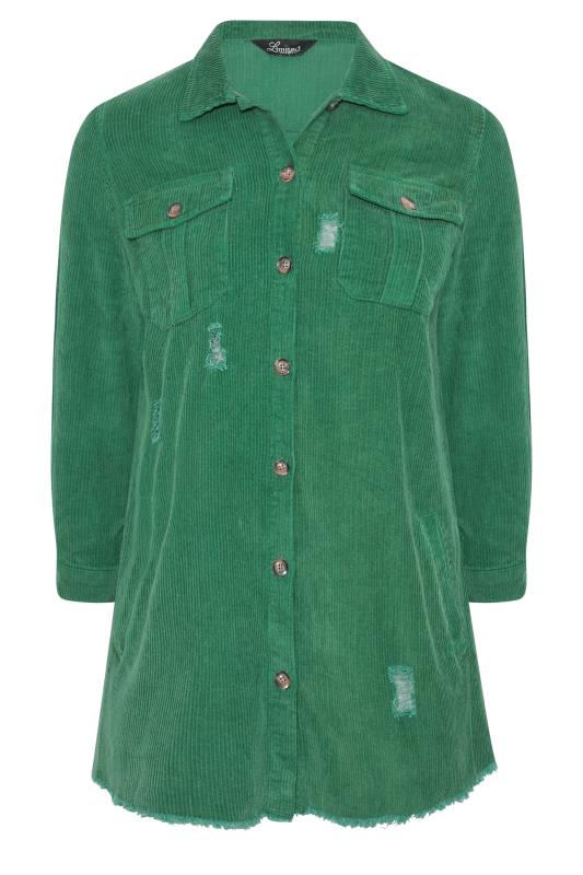 LIMITED COLLECTION Plus Size Green Ripped Cord Shacket | Yours Clothing 7