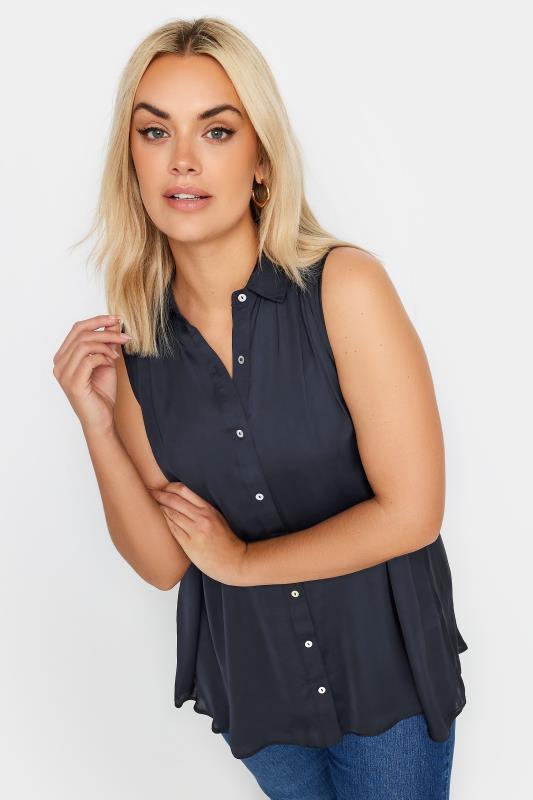  Grande Taille YOURS Curve Navy Blue Sleeveless Shirt