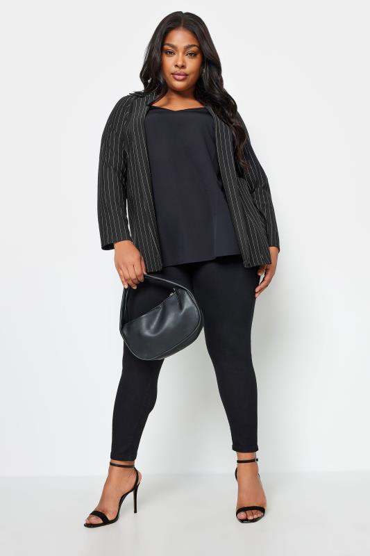LIMITED COLLECTION Plus Size Black Pinstripe Pocket Blazer | Yours Clothing 4