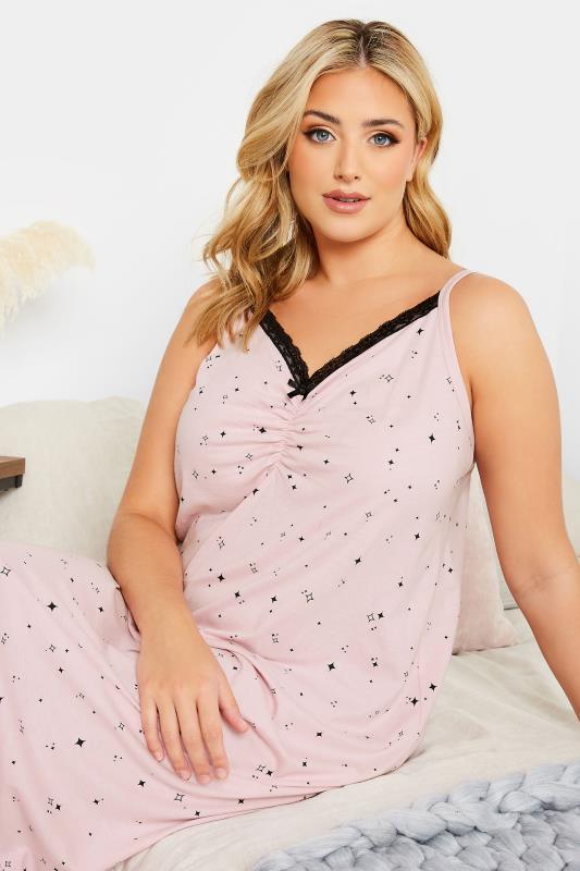 Plus Size Pink Diamond Print Midaxi Chemise | Yours Clothing 4