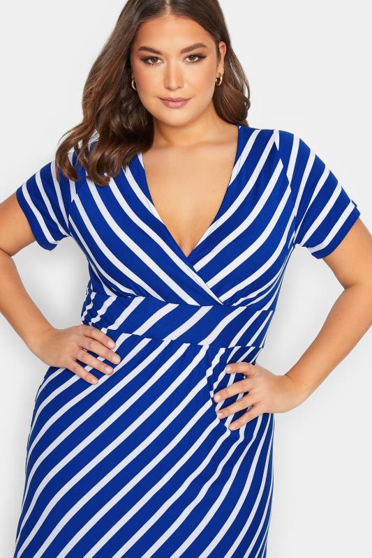 YOURS Plus Size Blue Stripe Swing Maxi Dress | Yours Clothing 4