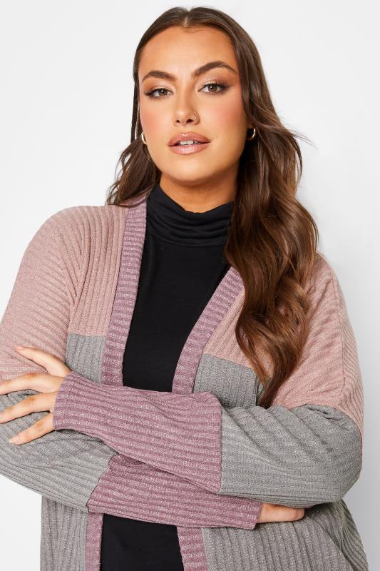 YOURS LUXURY Plus Size Purple Colour Block Soft Touch Cardigan | Yours Clothing 4