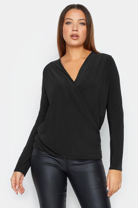 Grande Taille LTS Tall Black Wrap Top