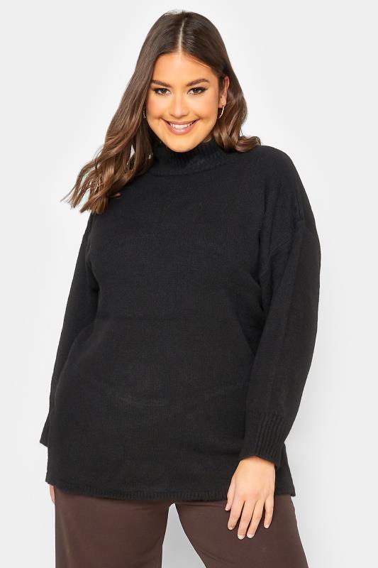 YOURS LUXURY Plus Size Black Batwing Jumper | Yours Clothing 1