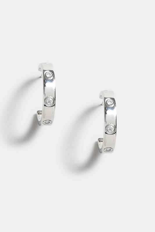 Silver Diamante Hoop Earrings | Yours Clothing 2