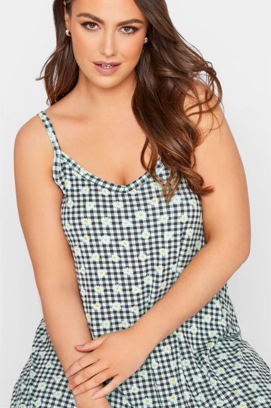 Curve Sage Green Gingham Print Daisy Swing Cami Top 4