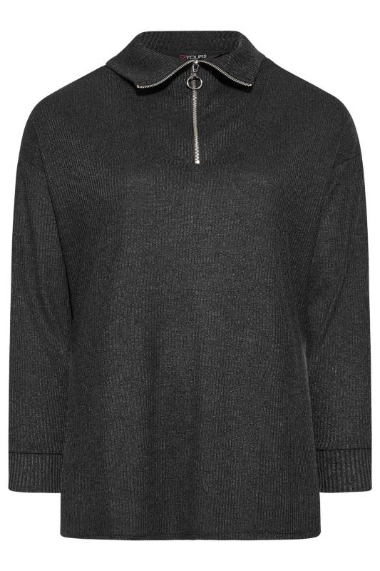 Plus Size Charcoal Grey Half Zip Neck Jumper | Yours Clothing 6