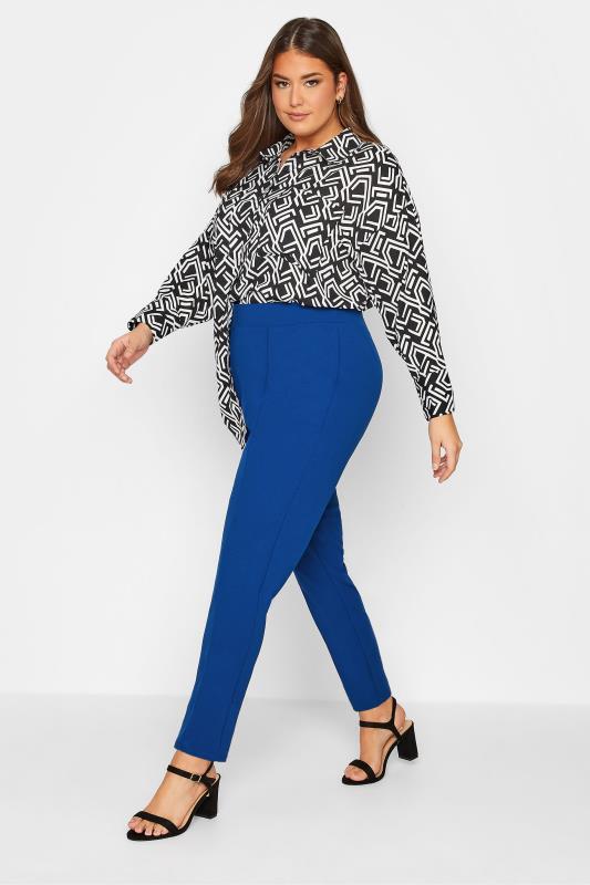 Plus Size Cobalt Blue Stretch Tapered Trousers | Yours Clothing 3
